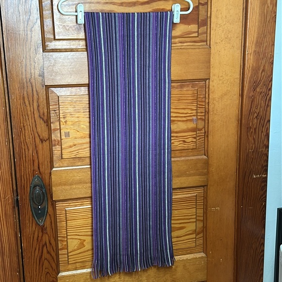 Purple and gray fringed scarf 68” long by 22” wide - Picture 2 of 6